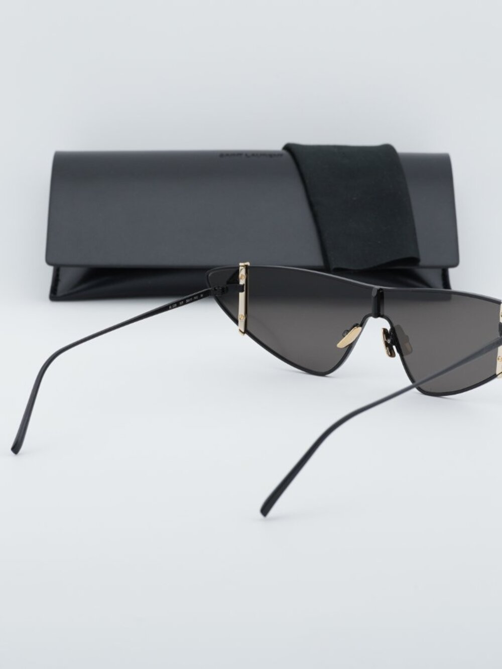 Saint Laurent SL536 001 Rimless Shield Sunglasses - Black - Picture 9 of 10